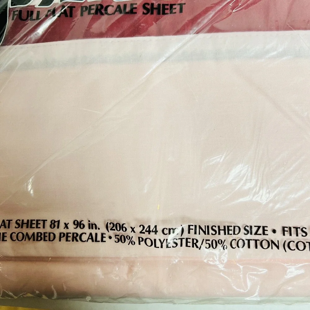 Vintage Fieldcrest Pink Full Flat No Iron Percale Sheet Made in USA NOS NEW